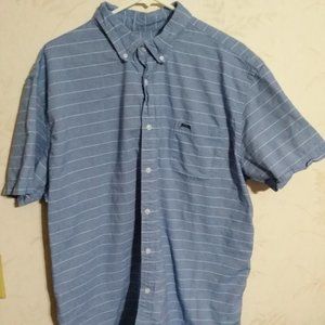 Le Tigre Men's Light Blue Striped SS Button Down Shirt in Size XXL